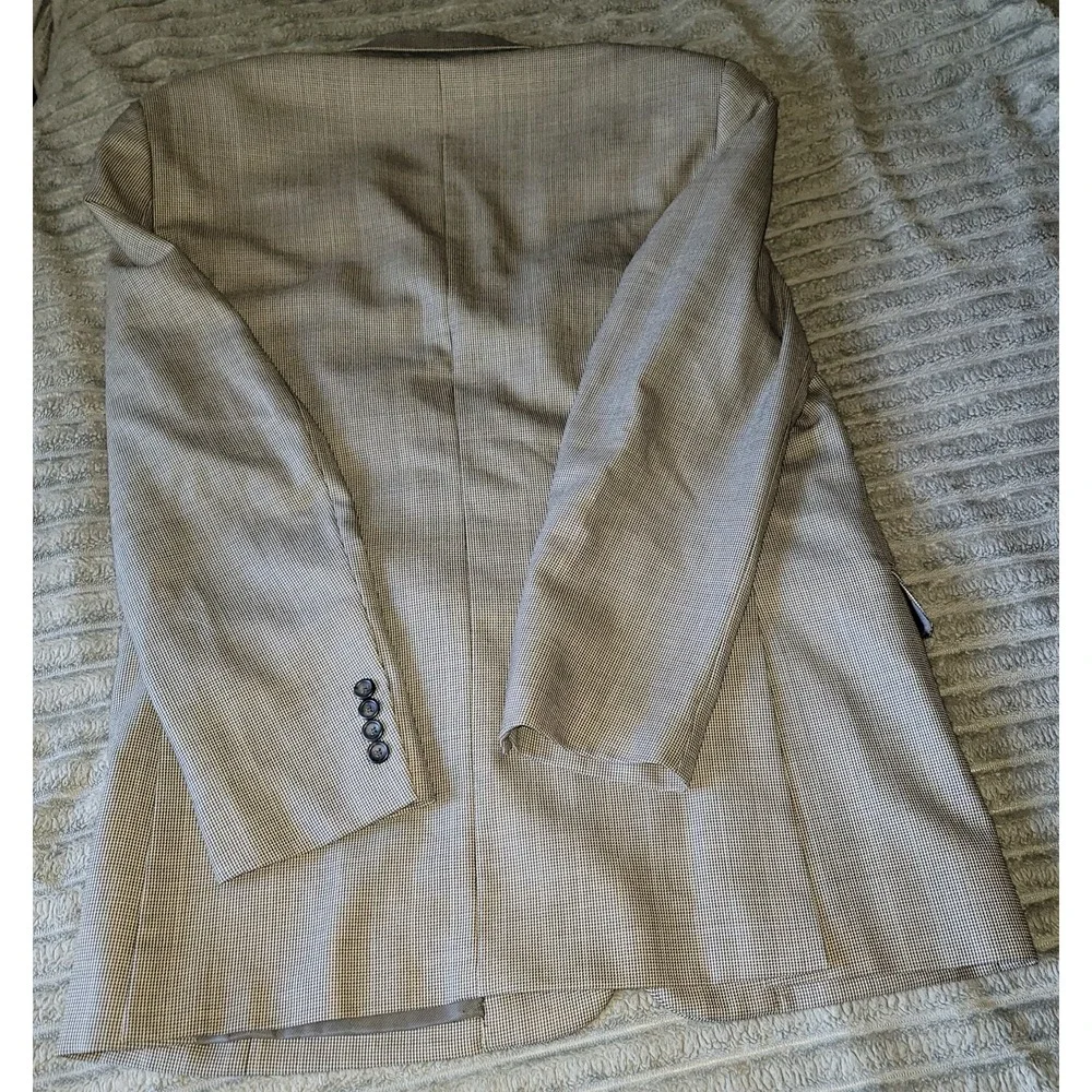 Pronto Uomo Platinum Blazer‎ Men's 44L Long Grey Houndstooth Wool Jacket/Blazere